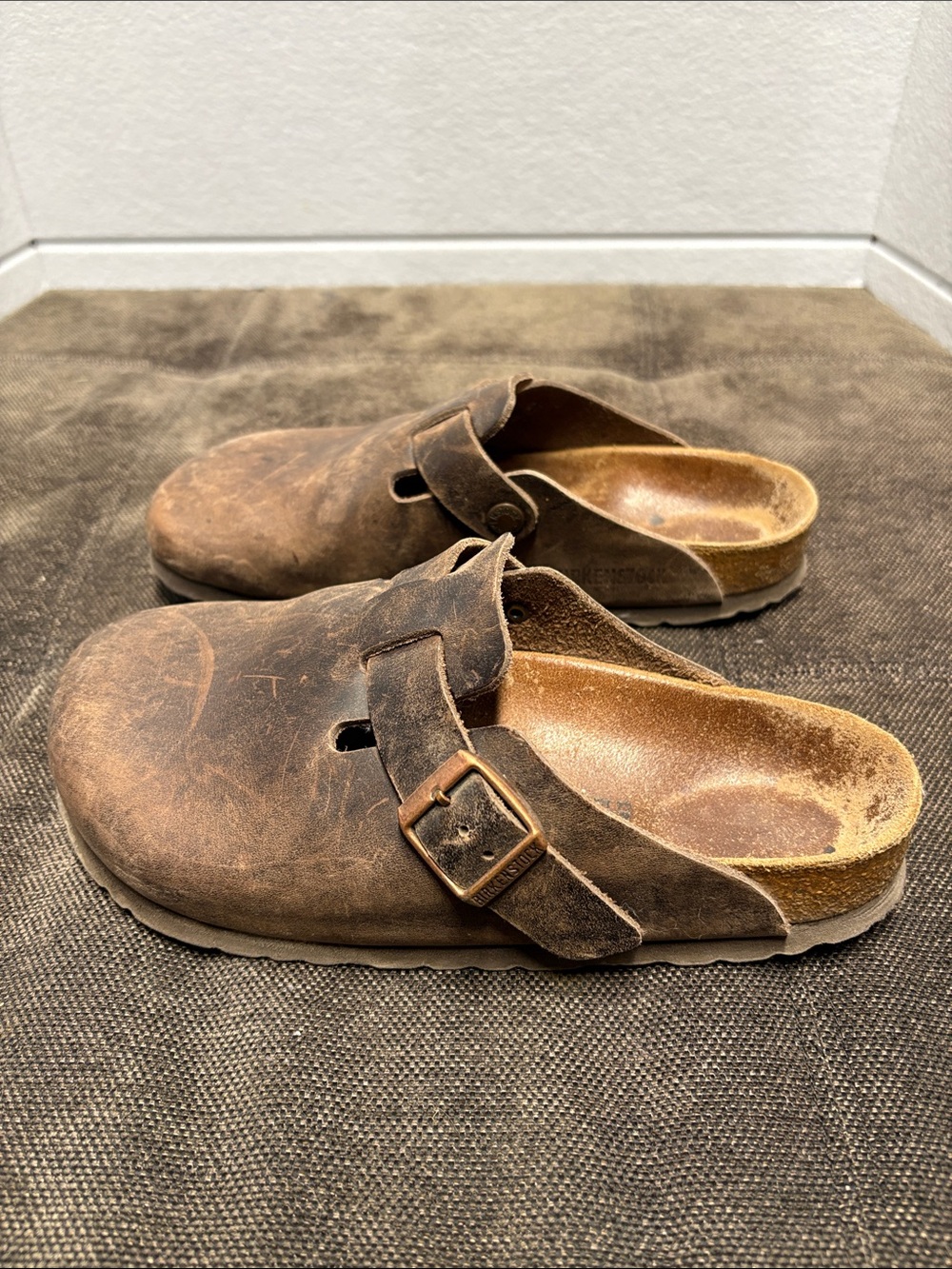 Birkenstock Brown Leather Adjustable Buckle Mules Clogs - Picture 3 of 8